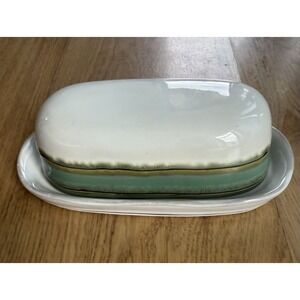 Sango Waves Green 4973 Covered Butter Dish